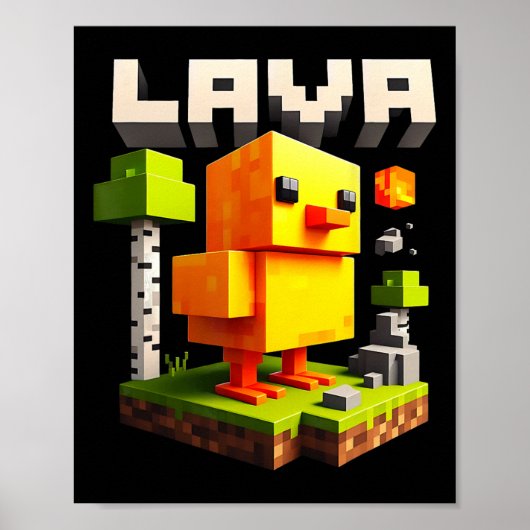 Grappige Pixel Kip Gamer Humor Meme  Poster (Voorkant)