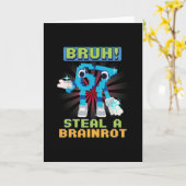 Grappige Pixel Meme Bruh 67 Steel Een Brainrot  Kaart (Gele Bloem)