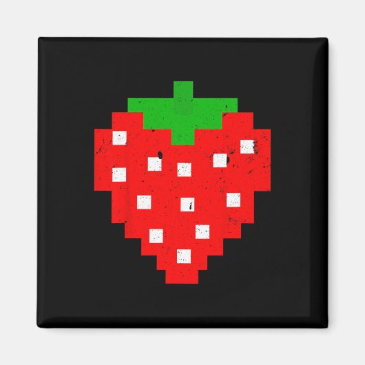 Grappige Pixel Strawberry 80s videogame kostuum Magneet (Voorkant)