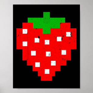 Grappige Pixel Strawberry 80s videogame kostuum Poster