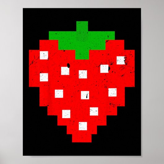 Grappige Pixel Strawberry 80s videogame kostuum Poster (Voorkant)