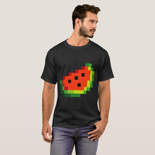 Grappige Pixel Watermelon - Retro 8 - Bit Arcade G T-shirt (Voorkant volledig)