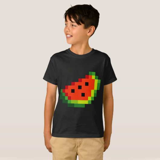 Grappige Pixel Watermelon - Retro 8 - Bit Arcade G T-shirt (Voorkant volledig)