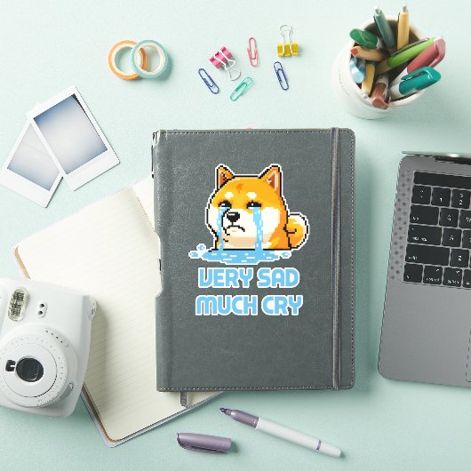 Grappige pixelart Shiba Inu-hond meme Sticker (iPad Cover)