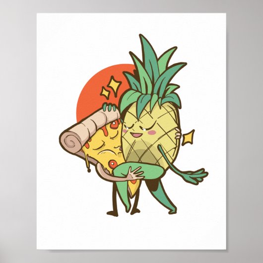 Grappige Pizza Ananas Tango Koppel Tiener Jongen M Poster (Voorkant)