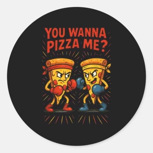 Grappige Pizza Boxing Meme - Je wilt Pizza Me Ronde Sticker (Voorkant)
