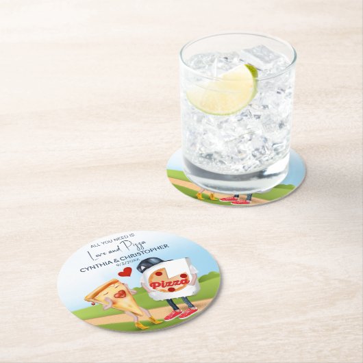 Grappige Pizza Bruidsmeisjes Borrel Ronde Kartonnen Onderzetter (Insitu)