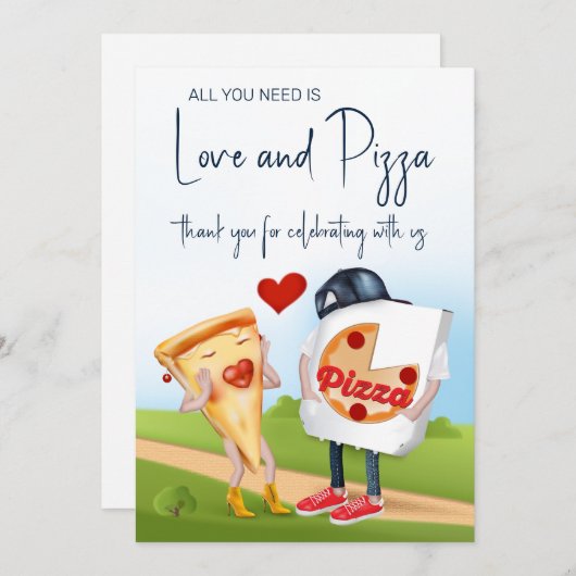 Grappige Pizza Bruiloft Feest Bedankkaart (Voorkant / Achterkant)