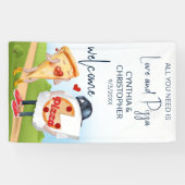 Grappige Pizza Bruiloft Feest Spandoek (Horizontaal)