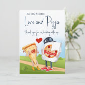 Grappige Pizza Bruiloftsborrel Bedankkaart (Staand voorkant)
