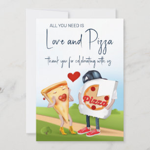 Grappige Pizza Bruiloftsborrel Bedankkaart
