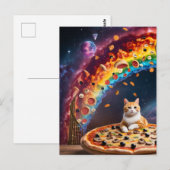 Grappige Pizza Cat in de ruimte Regenboog Trap Briefkaart (Voorkant / Achterkant)