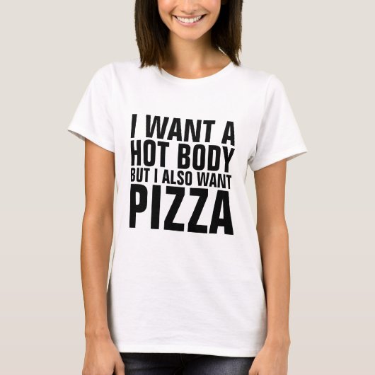 Grappige Pizza dames workout T-shirts (Voorkant)