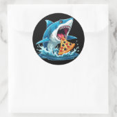 Grappige Pizza Eten Haai Ronde Sticker (Tas)