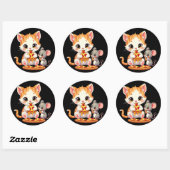 Grappige pizza eten kat pizza eten muis ronde sticker (Vel)