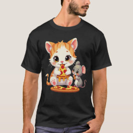 Grappige pizza eten kat pizza eten muis t-shirt