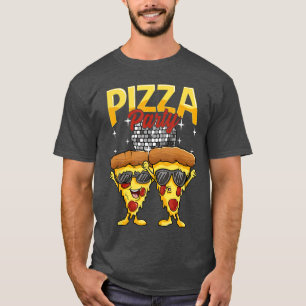 Grappige Pizza Feest Disco Bal Bril Dragende Slic T-shirt