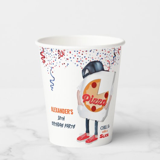 Grappige Pizza Feestje Papieren Bekers (Achterkant)