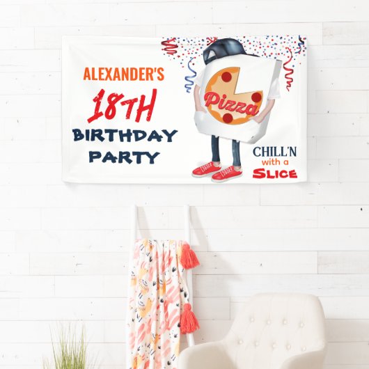 Grappige Pizza Feestje Spandoek (Insitu)