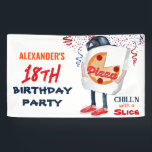 Grappige Pizza Feestje Spandoek<br><div class="desc">Koel Pizza Bezorgdoos Gewoon Chillen</div>