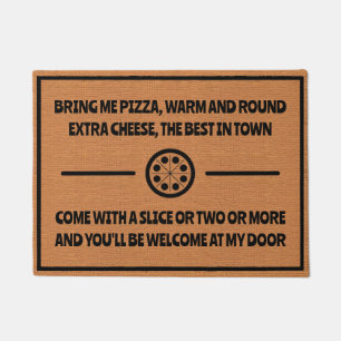 Grappige Pizza Levering Humor Rustiek Minimalist Deurmat