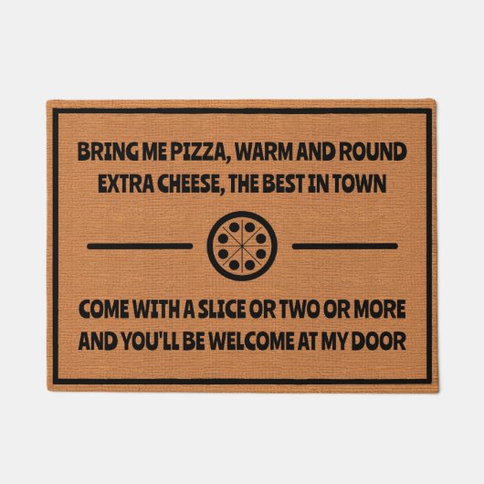 Grappige Pizza Levering Humor Rustiek Minimalist Deurmat (Voorkant)