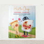 Grappige Pizza Liefde Achtergrond Wandkleed (Voorkant)