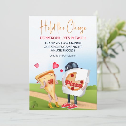 Grappige Pizza Liefde Bedankkaart (Staand voorkant)