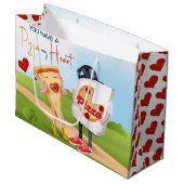 Grappige Pizza Liefde Groot Cadeauzakje (Voorkant Gekanteld)