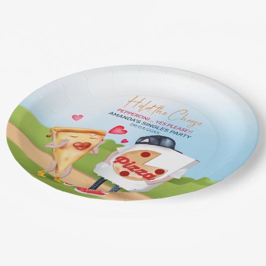 Grappige Pizza Liefde Papieren Bordje (Gekanteld)