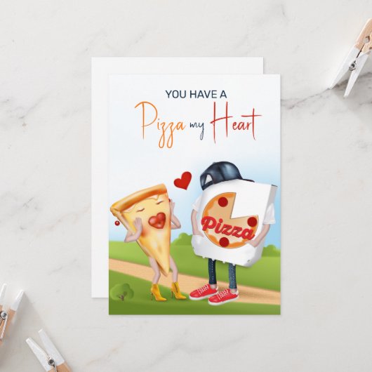 Grappige Pizza Liefdeskaart Kaart (Voorkant / Achterkant in situ)
