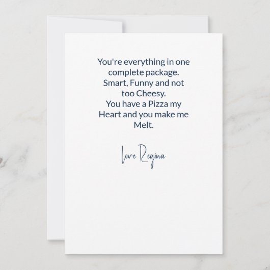 Grappige Pizza Liefdeskaart Kaart (Achterkant)