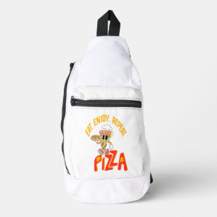 Grappige Pizza Liefhebber Witte Grafische Print Ru Sling Bag