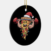 Grappige Pizza Lifting Bodybuilding Christmas Mann Keramisch Ornament (Rechts)
