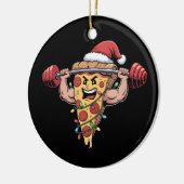 Grappige Pizza Lifting Bodybuilding Christmas Mann Keramisch Ornament (Links)