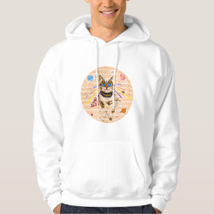 Grappige Pizza Melkweg Kunst met Ruimtekat Laserog Hoodie