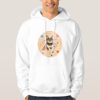 Grappige Pizza Melkweg Kunst met Ruimtekat Laserog Hoodie