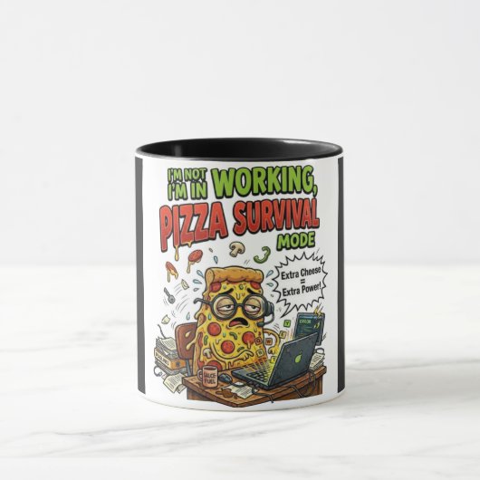 Grappige Pizza Overlevingsmodus Koffiemok | Pizzal Mok (Midden)