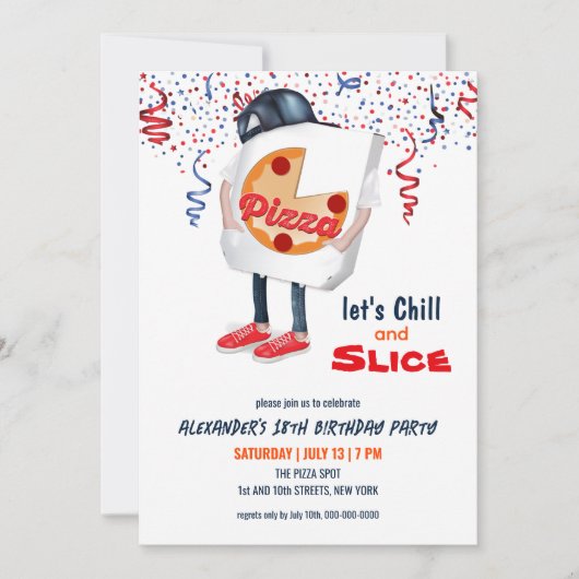 Grappige Pizza Party Uitnodiging (Voorkant)