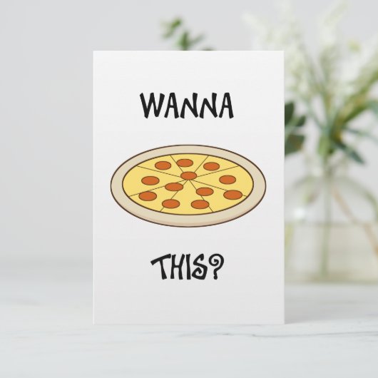 Grappige Pizza Party Uitnodiging (Staand voorkant)