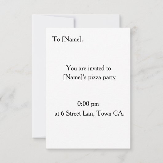 Grappige Pizza Party Uitnodiging (Achterkant)