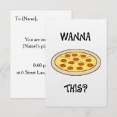 Grappige Pizza Party Uitnodiging (Voorkant / Achterkant)