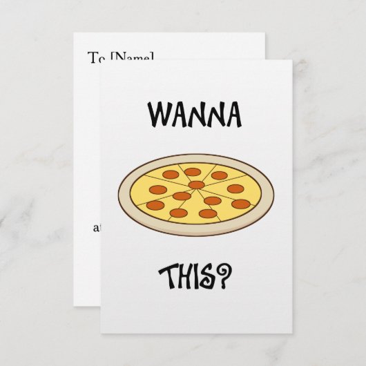 Grappige Pizza Party Uitnodiging (Voorkant / Achterkant)