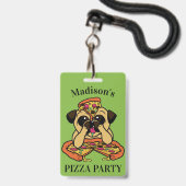 Grappige Pizza Pug aangepaste tekst badges (Voorzijde met lanyard)