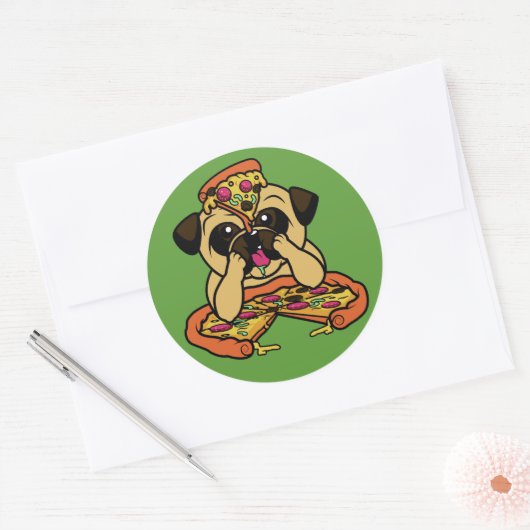 Grappige Pizza Pug stickers (Envelop)