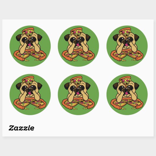 Grappige Pizza Pug stickers (Vel)