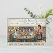 Grappige Pizza Restaurant Groep Feestviering Kaart (Staand voorkant)