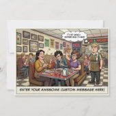 Grappige Pizza Restaurant Groep Feestviering Kaart (Voorkant)