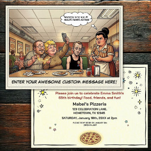 Grappige Pizza-restaurant Groepsviering Kaart