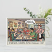 Grappige Pizza-restaurant Groepsviering Kaart (Staand voorkant)